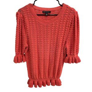 INC International Concepts Coral Knit Sweater Textured Design Ruffled Hem Sz XL